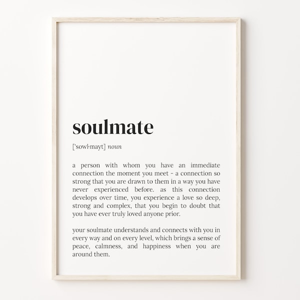 Soulmate Definition Print, Dictionary Poster, Quote Wall Art, Soulmate Gift, Boyfriend Gift, Gift For Bestfriend, Gift Ideas, C17-426