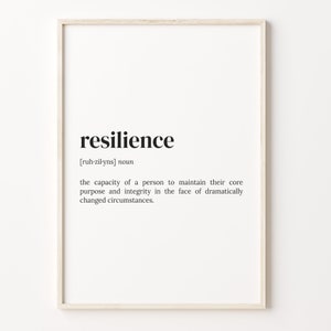 Resilience Definition Print: Motivational Quote Dictionary Art
