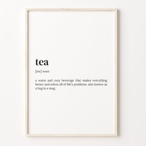 Impresión de definición de té, cartel del diccionario, arte de la pared de la cita, arte amante del té, regalo del amante del té, regalo para el amante del té, regalo de Navidad, C17-446