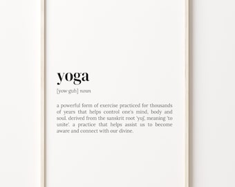 Yoga Definition Print: Minimalist Dictionary Wall Art