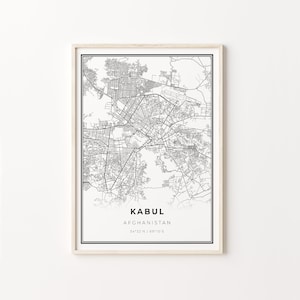 Kabul Print, City Map Art Poster, Afghanistan, Wall Art Decor, Modern Black and White Style, Bedroom Art, C13-716