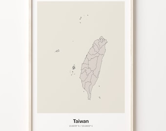 Taiwan Map Print: Minimalist Line Art Poster