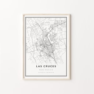 Las Cruces Print, City Map Art Poster, New Mexico NM USA, Wall Art Decor, Modern Black and White Style, Bedroom Gifts, C13-97