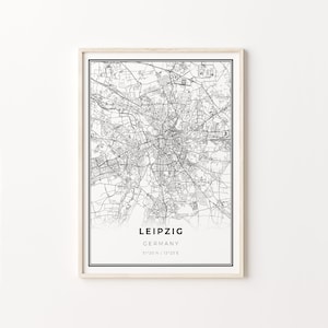 Leipzig Poster, City Map Kunst Poster, Deutschland, Wall Art Decor, Modern Black and White Style, Skandinavische Karte, C13-586
