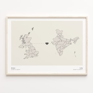 Großbritannien Indien Print, Indisches Geschenk, Minimalistisches Land Karte Poster, Vereinigtes Königreich Kunst, Digital Nomaden Geschenk, C21-281