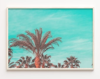 Vibrant Palm Tree Photo Print: Boho Wall Art