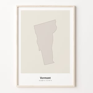 Vermont Print, Vermonter Gift, Minimalistic Country Map Poster, VT Line Art, Modern home decor, C24-246