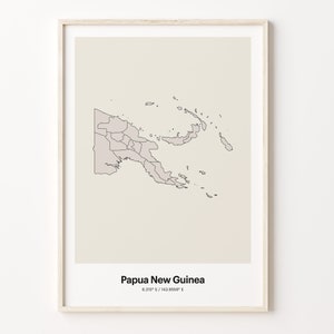 Papua New Guinea Print, Papua New Guinean Gift, Minimalistic Country Map Poster, PG Line Art, Minimal decor, C24-142