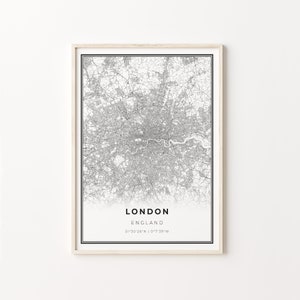 London Area Print, Stadt Karte Kunst Poster, England Vereinigtes Königreich UK, Wand Kunst Dekor, Modern Black and White Style, C13-447