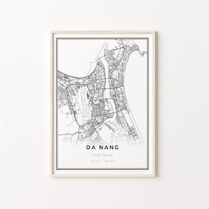 Da Nang Print, City Map Art Poster, Vietnam Viet Nam, Wall Art Decor, Modern Black and White Style, Office Inspiration, C13-691
