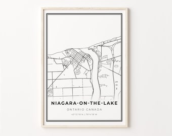 Niagara-on-the-Lake Print, City Map Art Poster, Ontario ON Canada City map wall art, Wall Art Decor, Modern Black and White Style, C13-587