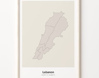 Lebanon Print, Lebanese Gift, Minimalistic Country Map Poster, LB Line Art, Geometric art, C24-102