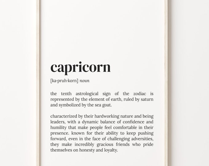 Capricorn Definition Print: Zodiac Sign Wall Art