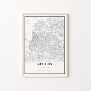 Memphis Print, Stadt Karte Kunst Poster, Tennessee TN USA, Wand Kunst Dekor, Schwarz Weiß Stil, Büro Dekor, C13-393