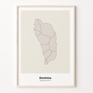 Dominica Print, Dominican Gift, Minimalistic Country Map Poster, DM Line Art, Beige decor, C24-49
