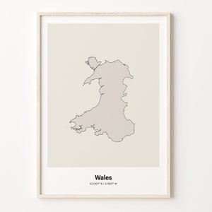 Wales Print, Welsh Gift, Minimalistic Country Map Poster, GB Line Art, Trendy wall art, C24-252