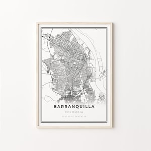 Barranquilla Print, City Map Art Poster, Colombia, Wall Art Decor, Modern Black and White Style, Livingroom Gift, C13-703