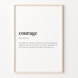 Courage Definition Print, Wörterbuch Poster, Zitat Wandkunst, Motivationskunst, Motivationszitat, Courage lustiges Zitat, C17-90