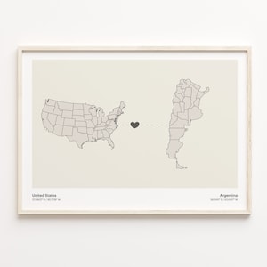USA Argentinien Poster, USA Argentinien Poster, minimalistische Landkarte, USA Kunstdruck, Fernwandkarte, C21-6