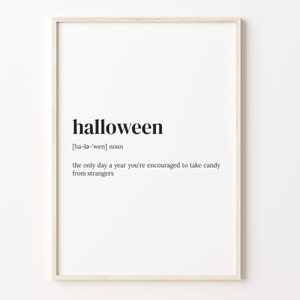 Halloween Definition Print: Quote Wall Art, Dictionary Poster