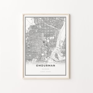 Omdurman Print, City Map Art Poster, Soedan Art Poster, Wall Art Decor, Moderne Zwart-Wit Stijl, Slaapkamer Decor, C13-428