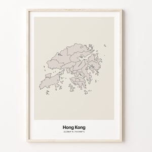 Hong Kong Print, Hong Konger Gift, Minimalistic Country Map Poster, HK Line Art, Travel theme decor, C24-79