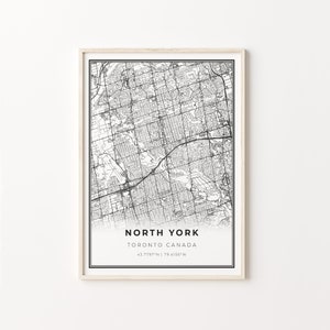 North York Print, City Map Art Poster, Toronto Ontario ON Canada City straat wegenkaart kunst aan de muur, Wall Art Decor, C13-448