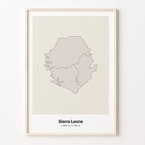 Sierra Leone Print, Sierra Leonean Gift, Minimalistic Country Map Poster, SL Line Art, Modern home decor, C24-162