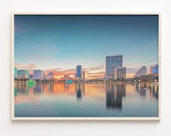 Orlando Skyline Poster: Colorful Lakefront Cityscape Art