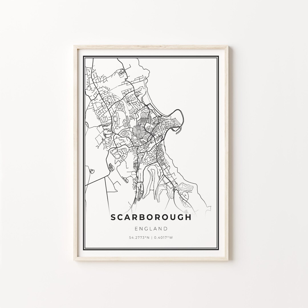 Scarborough Print, City Map Art Poster, England UK United Kingdom City ...