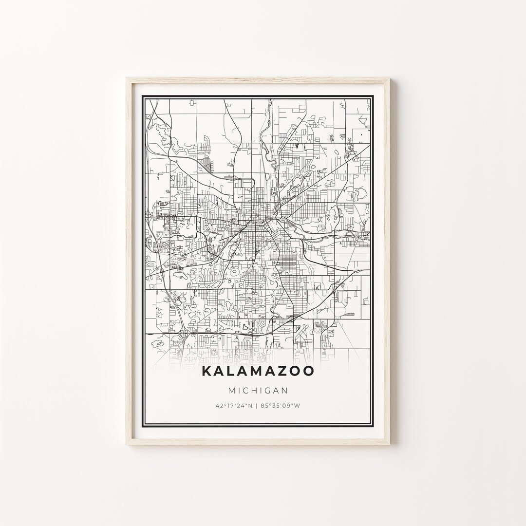 Kalamazoo Print City Map Art Poster Michigan MI USA Wall Etsy