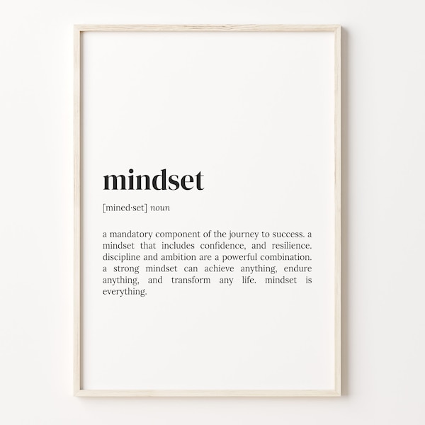 Mindset Definition Print, Dictionary Poster, Quote Wall Art, Mindset Quote Art, Motivational Quote, Mindset Quote Gift, C17-297