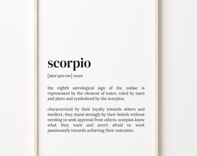 Scorpio Definition Print: Zodiac Sign Wall Art
