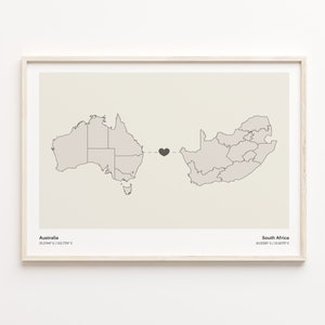 Australia to South Africa Print, Somali Gift, Minimalistic Country Connection Map Poster, Travel Wall Art, Goodbye Map, C21-963