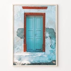 Blue Door Photo Print: Colorful Boho Wall Art