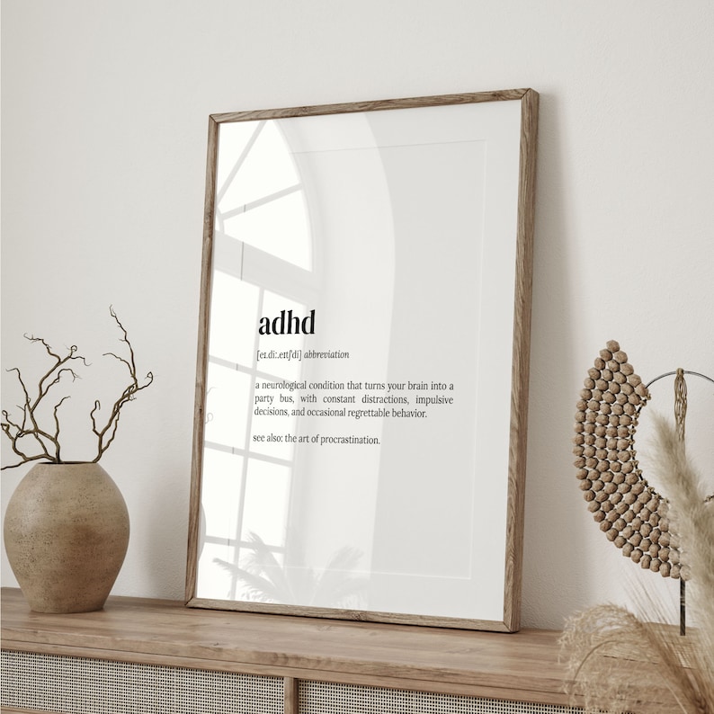 Adhd Definition Print, Dictionary Poster, Quote Wall Art, Poster Print, Wall Art, Adhd Poster Funny, Gift For Him, C17-501 image 2