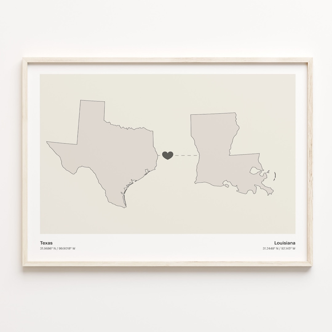 Texas Louisiana Connection Map Print Minimalist Travel Wall Art Etsy texas-louisiana-connection-map-print-minimalist-travel-wall-art-etsy