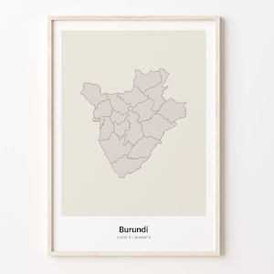 Burundi Print, Burundian Gift, Minimalistic Country Map Poster, BI Line Art, Bedroom wall art, C24-29