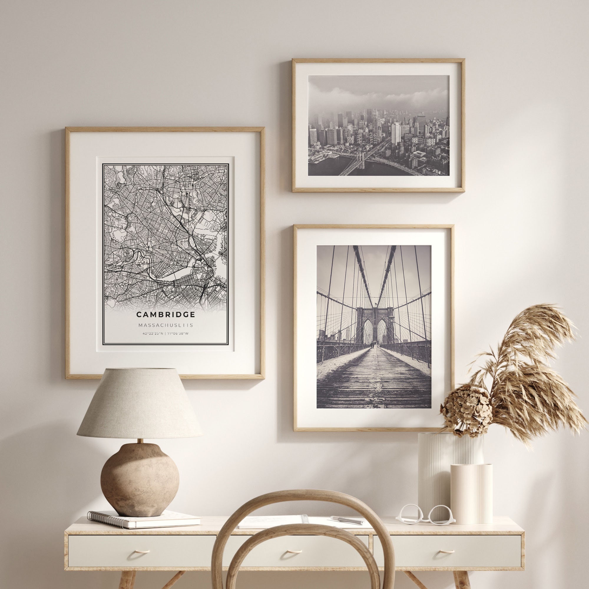 Cambridge Print, City Map Art Poster, Boston Massachusetts