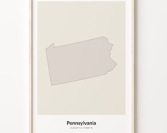 Pennsylvania Map Print: Minimalist Line Art Poster