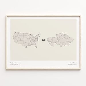 Doppelte Staatsanwälte, Kasachstan, Kasachstan Poster, Minimalistische Landkarte, USA Wandkunst, Doppel-Bürgerschaft, C21-94