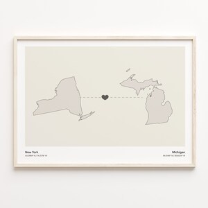 New York nach Michigan Porta Portraet, Portait der US Bundesstaat Portason, Wandkunst, Wanddeko, Kulturelle Wurzeln, Geschenk, C21-1373