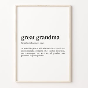 Great Grandma Definition Print, Dictionary Poster, Quote Wall Art, Grandma Art, Gift Great Grandma, Great Grandma Gift, C17-198