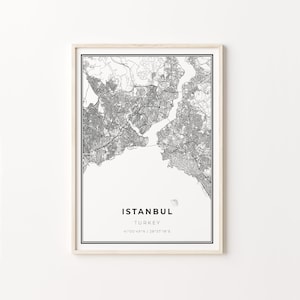 Istanbul Poster, Stadt Karte Kunst Poster, Türkei, Wand Kunst Dekor, Modern schwarz weiss Stil, Skandinavisches Poster, C13-583
