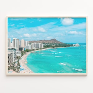 Honolulu Colorful Poster Print Horizontal, Honolulu Photo Wall Art, Honolulu Wall Decor, Honolulu Travel Print, City Map, C18-240