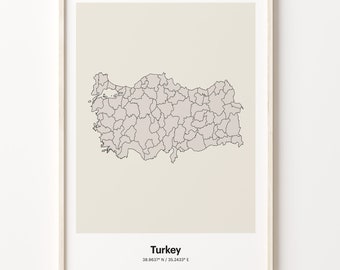 Minimalist Turkey Map Print: Modern Line Art Poster