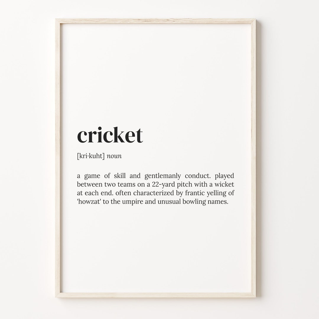 Cricket Definition Print Dictionary Poster Quote Wall Art Etsy