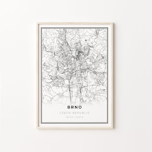 Brno Print, City Map Art Poster, Czech Republic, Wall Art Decor, Modern Black and White Style, Office Inspiration, C13-924