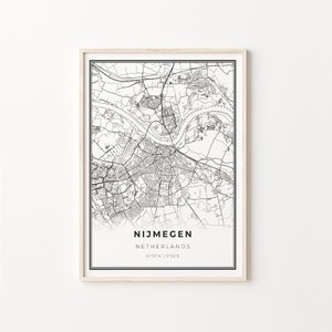 Nijmegen Print, Stadt Karte Kunst Poster, Niederlande, Wand Kunst Dekor, Schwarz Weiß Stil, Geschenk Paar, C13-738