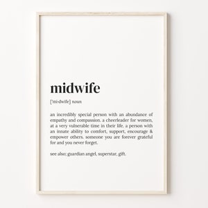 Midwife Definition Print, Dictionary Poster, Quote Wall Art, Midwife Print, Midwife Cute Quote, Gift For Midwife, Gift For Her, C17-436